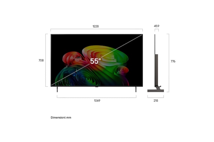 Immagine dimensioni TV OLED55B6ELC 2026